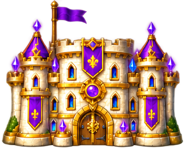 Château Améthyste aux tours dorées et aux toits violets