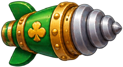 Missile Foreuse, vert et or avec une pointe de forage